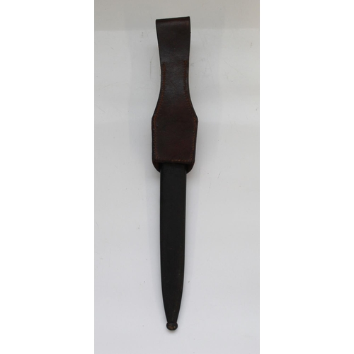 1563 - WWII Luftwaffe Dress Bayonet with original steel scabbard and leather frog and eagle pommel. Overall... 