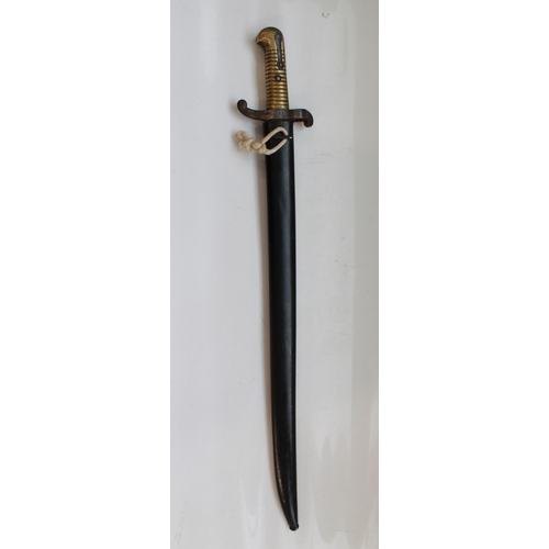 1566 - French 1840 Chassepot Bayonet. With black painted scabbard. Not matching numbers. 5531/3859