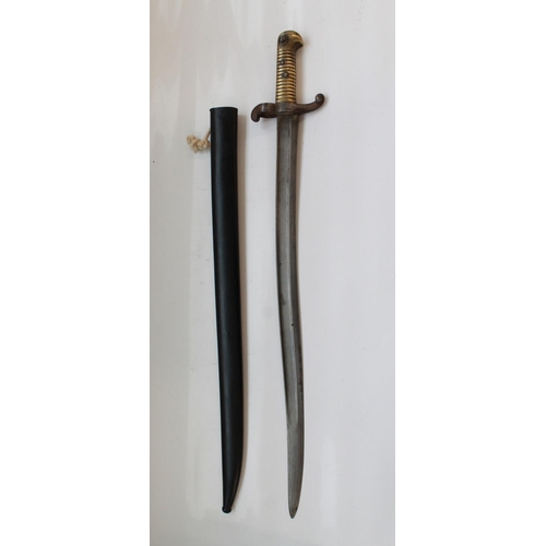 1566 - French 1840 Chassepot Bayonet. With black painted scabbard. Not matching numbers. 5531/3859