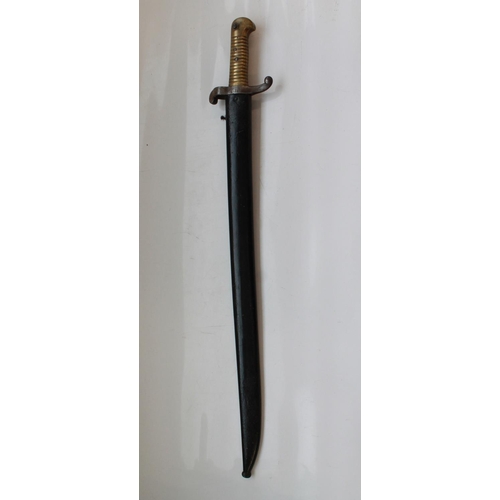 1567 - French 1840 Chassepot Bayonet. With black painted scabbard. None matching numbers. 1244/736