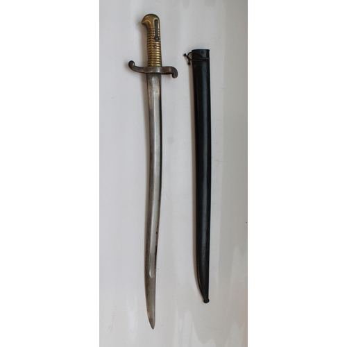 1567 - French 1840 Chassepot Bayonet. With black painted scabbard. None matching numbers. 1244/736