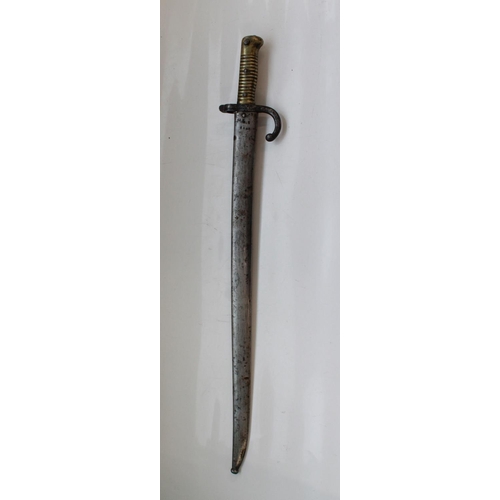 1568 - French 1866 Chassepot Bayonet. Steel scabbard, indistinct numbers