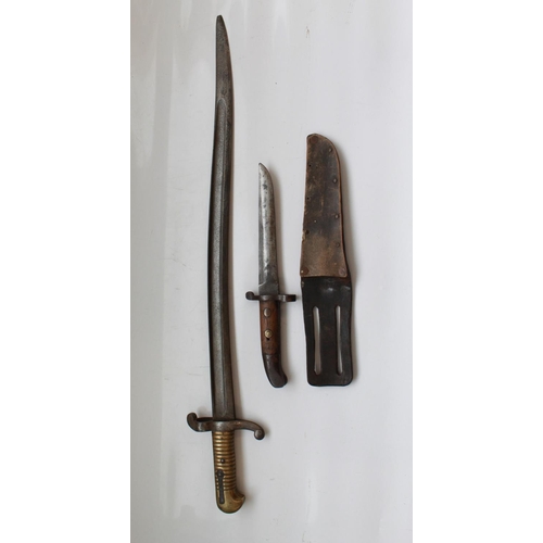 1569 - French 1840 Chassepot Bayonet. Lacking scabbard. Broken tip. Early converted (possible Lee Metford) ... 