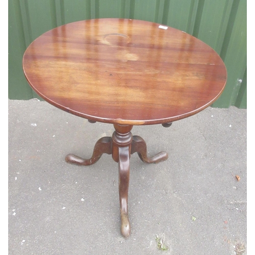 268 - Georgian mahogany tripod tea table, circular tilt top on vase turned column support, D76cm H74cm