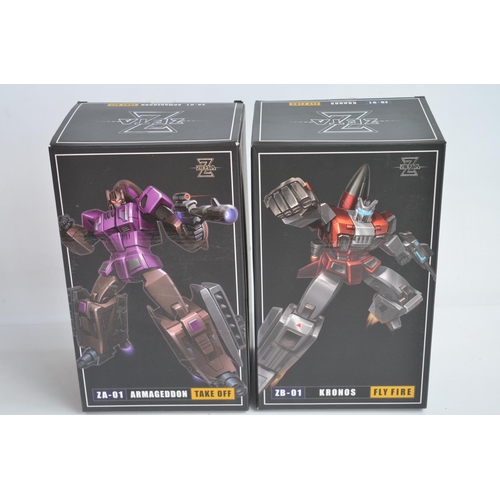 194 - Zeta Toys ZA-01 Armageddon Take-Off and ZB-01 Kronos Fly Fire Transformer models (both approx. 8.5