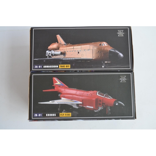 194 - Zeta Toys ZA-01 Armageddon Take-Off and ZB-01 Kronos Fly Fire Transformer models (both approx. 8.5