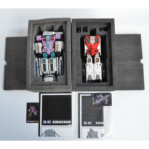 195 - Zeta Toys ZA-02 Armageddon Whirlblade and ZB-02 Kronos Air Strike Transformer models (both approx. 8... 