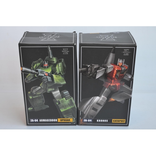 196 - Zeta Toys ZA-03 Armageddon Uproar and ZB-04 Kronos Catapult Transformer models (both approx. 8.5