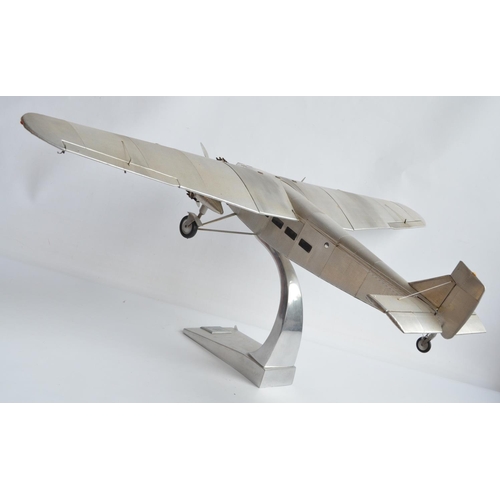 444 - Large museum standard Ford Trimotor static model aircraft model with solid polished metal stand by A... 