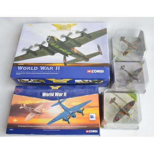 445 - Five 1/72 scale diecast WWII aircraft model sets from Corgi Aviation Archive to include limited edit... 