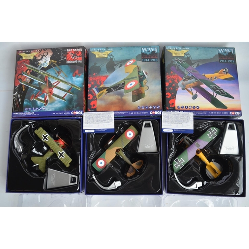 451 - Ten boxed 1/72 and 1/48 scale diecast model aircraft from Corgi and Sky Guardians, all models in at ... 