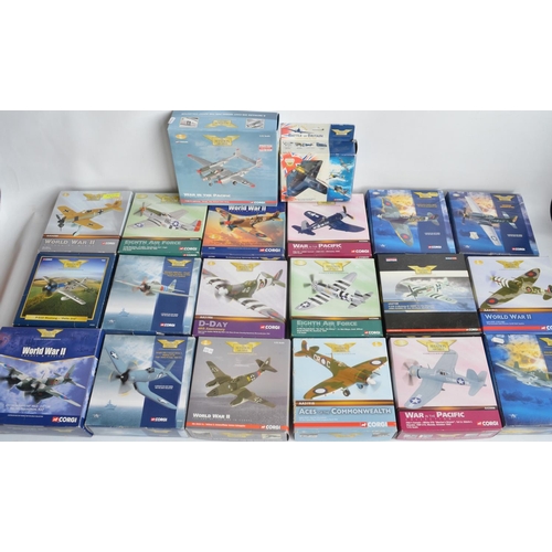 454 - Twenty diecast 1/72nd scale WWII era aircraft models from Corgi, all models A/F although many models... 