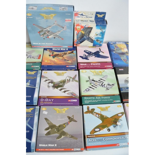 454 - Twenty diecast 1/72nd scale WWII era aircraft models from Corgi, all models A/F although many models... 