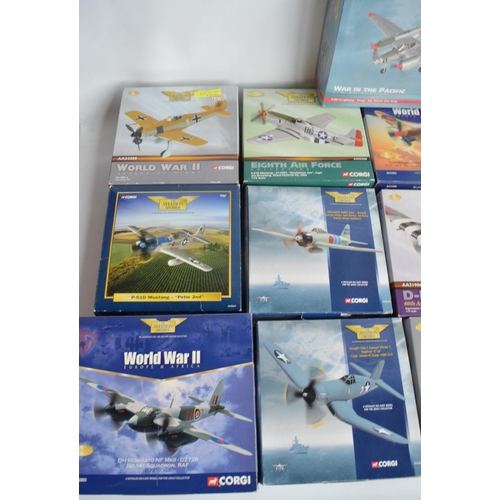 454 - Twenty diecast 1/72nd scale WWII era aircraft models from Corgi, all models A/F although many models... 