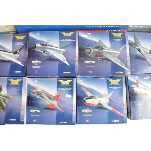 455 - Sixteen diecast 1/72nd scale cold war era aircraft models from Corgi including AA99170 RAF No 1 Sqn ... 