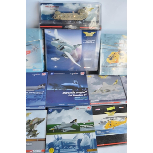 458 - Thirteen diecast 1/72nd scale RAF fast jets and helicopters from Corgi and Hobbymaster, all models A... 