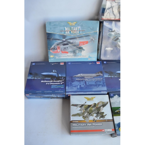 458 - Thirteen diecast 1/72nd scale RAF fast jets and helicopters from Corgi and Hobbymaster, all models A... 