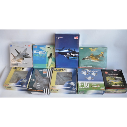 460 - Nine diecast 1/72nd scale USAF fast jet models from Corgi, Hobbymaster, Witty Wings, Dragon and Easy... 