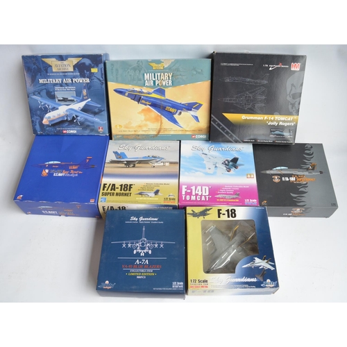 461 - Ten diecast 1/72 and 1/144 scale US Navy and Marines models from Corgi, Hobbymaster, Sky Guardians, ... 