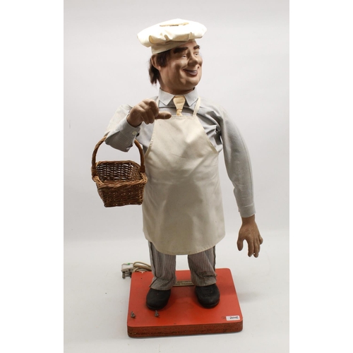 891 - J H Animations advertising shop window display automaton figure of a baker, applied plaque to base, ... 