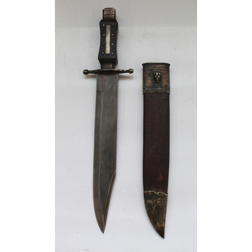 1578 - Good quality example of an early C19th Bowie Knife. 27cm blade, overall length 39cm. Ebony with stee... 