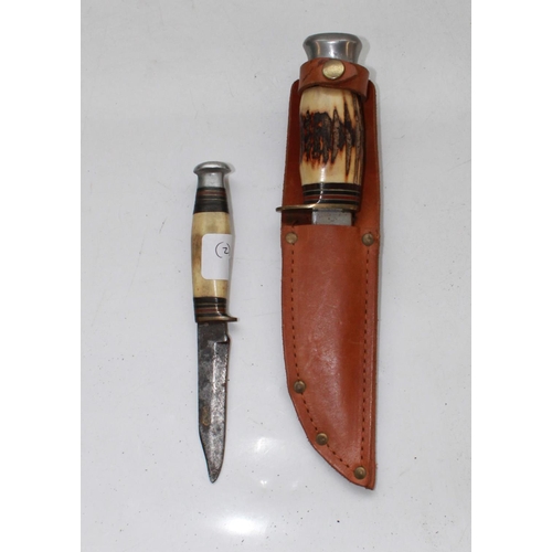 1601 - William Rodgers of Sheffield Hunting Knife. With clip blade etched with makers mark 'I CUT MY WAY. D... 