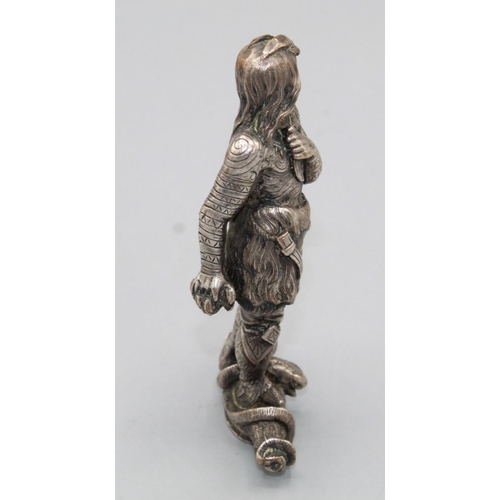 1614 - 19th century silver plated figural dagger hilt in the form of a Native American Indian, 10.5cm high.