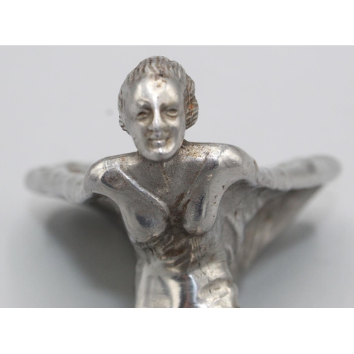 889 - Charles Sykes Spirit of Ecstasy cast chrome plated bonnet mascot, signed on reverse Rolls-Royce Moto... 