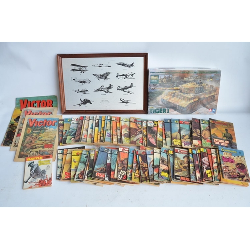 468A - Extensive collection of military themed comics and annuals to include Commando, Warlord and Victor, ... 