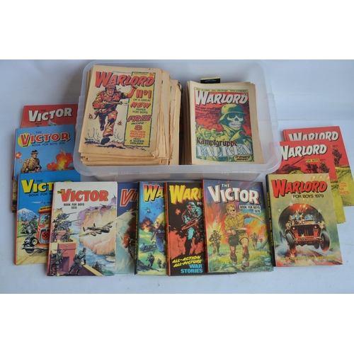 468A - Extensive collection of military themed comics and annuals to include Commando, Warlord and Victor, ... 