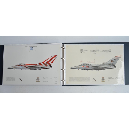 1233 - A3 sized ring binder containing 54 Royal Air Force Tornado prints, 52 by Squadron prints with 5 sign... 