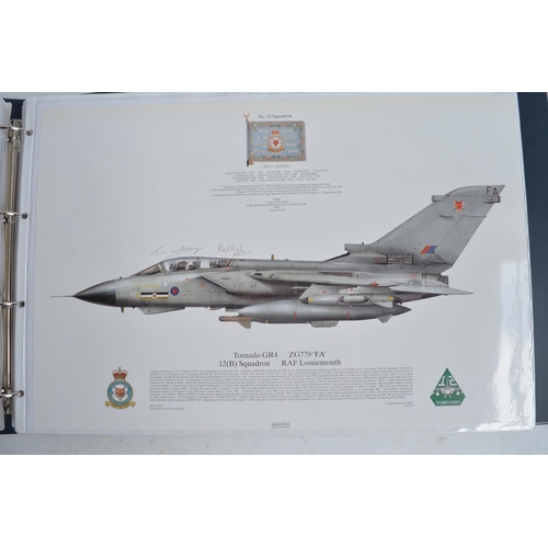 1233 - A3 sized ring binder containing 54 Royal Air Force Tornado prints, 52 by Squadron prints with 5 sign... 