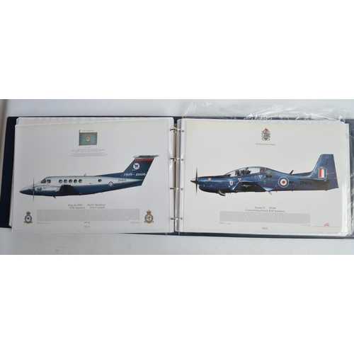 1235 - A3 sized ring binder containing 58 Royal Air Force and Royal Navy aircraft prints (8 signed) includi... 