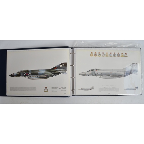 1235 - A3 sized ring binder containing 58 Royal Air Force and Royal Navy aircraft prints (8 signed) includi... 