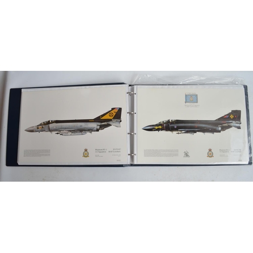 1235 - A3 sized ring binder containing 58 Royal Air Force and Royal Navy aircraft prints (8 signed) includi... 