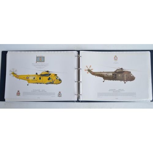 1237 - A3 sized ring binder containing 38 Royal Air Force and Royal Navy aircraft prints (3 signed) includi... 