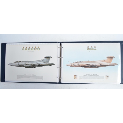 1237 - A3 sized ring binder containing 38 Royal Air Force and Royal Navy aircraft prints (3 signed) includi... 