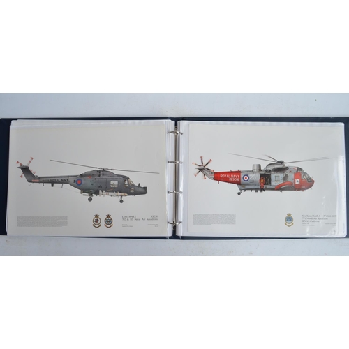 1237 - A3 sized ring binder containing 38 Royal Air Force and Royal Navy aircraft prints (3 signed) includi... 