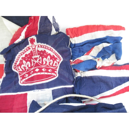 1410 - Collection of vintage flags, including the Naval Association, the Union Flag etc.