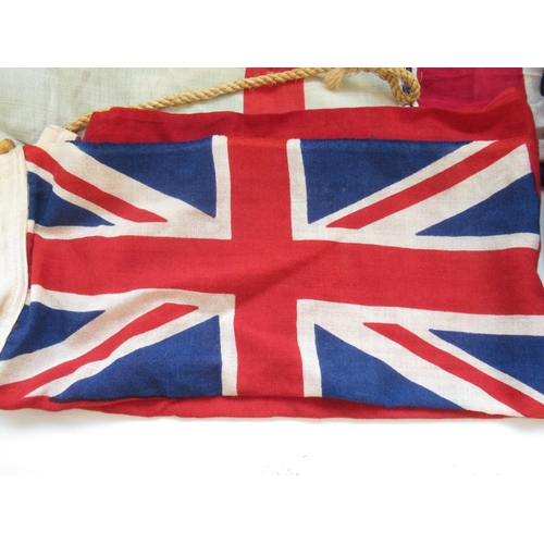 1410 - Collection of vintage flags, including the Naval Association, the Union Flag etc.