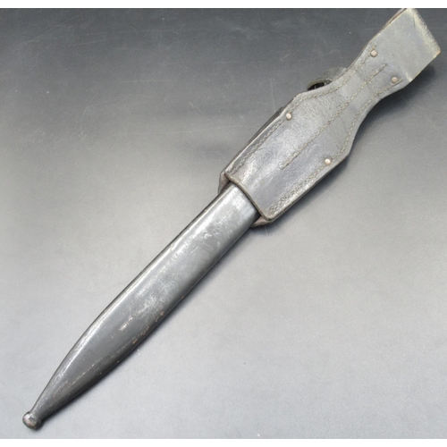 1564 - WWII German Mauser bayonet with original frog and scabbard, serial number 9165. Blade L10''