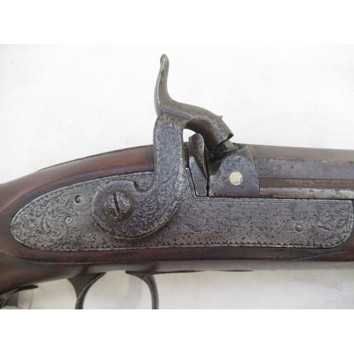 1598A - Unmarked 19th century percussion cap rifle, complete with original ramrod. With signs of age related... 