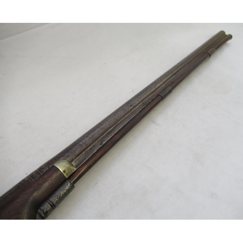 1598A - Unmarked 19th century percussion cap rifle, complete with original ramrod. With signs of age related... 