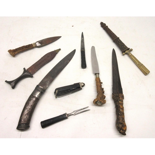 1638 - Selection of various knifes, including 18th/19th century dagger with 6.5