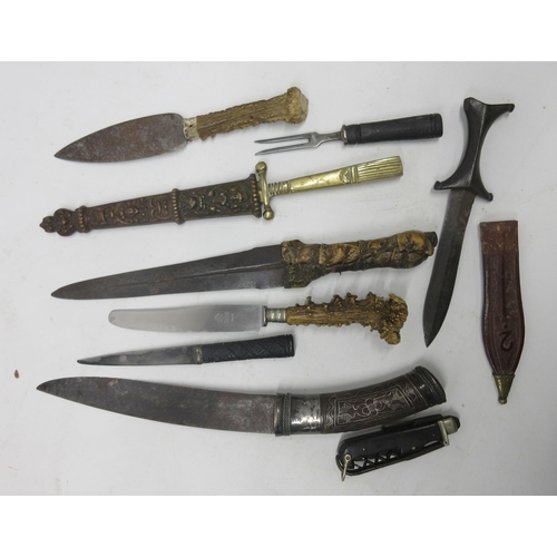 1638 - Selection of various knifes, including 18th/19th century dagger with 6.5