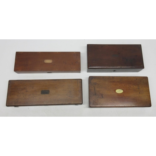 1643 - Selection of four 19th Century mahogany pistol boxes (4)