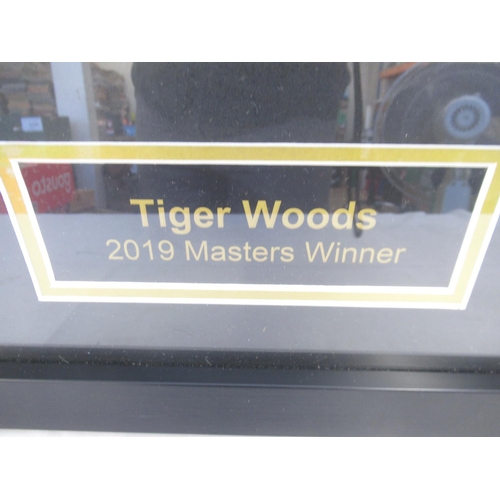 841A - Tiger Woods 2019 Masters Winner framed Baseball cap and polo shirt montage