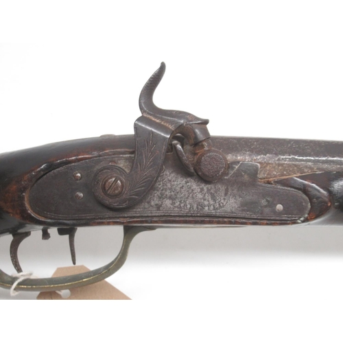 1592 - Kentucky .45 percussion cap rifle, with 'Warranted' engraved  to plate, 43” octagonal barrel, dolphi... 