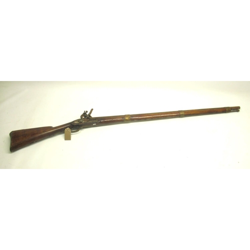 1594 - C19th century Swedish 3 band flintlock military musket, complete with original ramrod, A/F