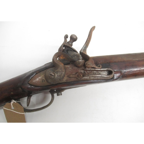 1594 - C19th century Swedish 3 band flintlock military musket, complete with original ramrod, A/F